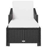 Vidaxl ligbed met crèmewit kussen poly rattan zwart