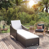 Vidaxl ligbed met crèmewit kussen poly rattan zwart