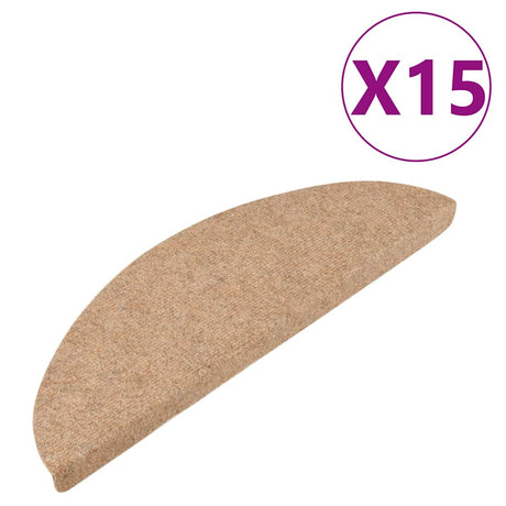 Vidaxl Stair Mats Self -fast 15 st 56x17x3 cm beige
