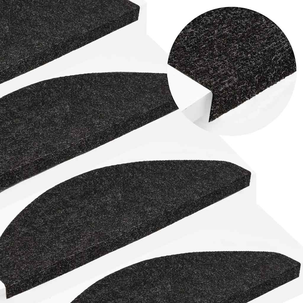 Vidaxl Stair Mats Self -fast 15 st 56x17x3 cm sort sort