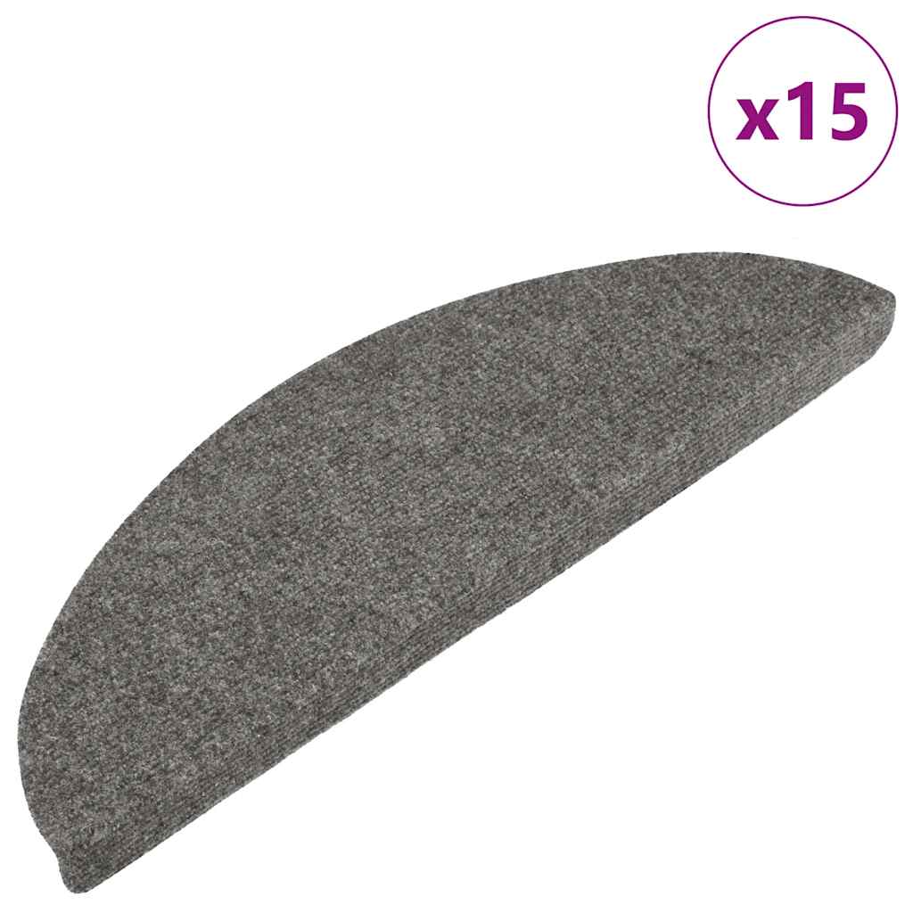 Vidaxl Stair Mats Self -fast 15 st 56x17x3 cm grå