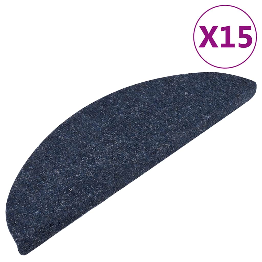Vidaxl Stair Mats Self -fast 15 st 56x17x3 cm blå