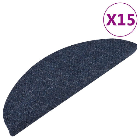 Vidaxl Stair Mats Self -fast 15 st 56x17x3 cm blå
