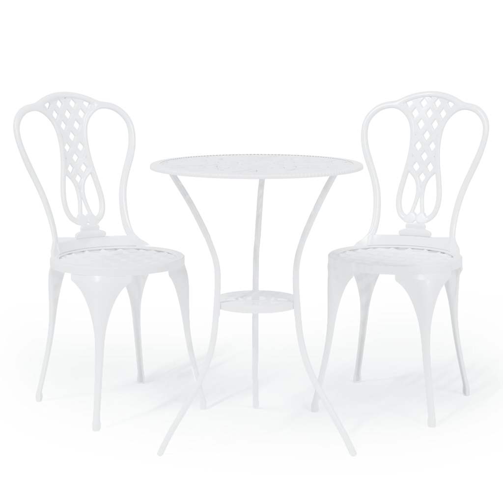 Vidaxl 3-delige bistroset gietaluminium wit
