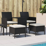 Vidaxl tuinbank 2-zits met tafel en voetenbanken poly rattan zwart