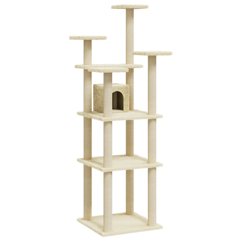 Vidaxl kattemøbler med sisal skrabe poster 171 cm creme -farvet