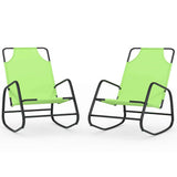 Vidaxl ligstoelen 2 st schommelend staal en textileen groen