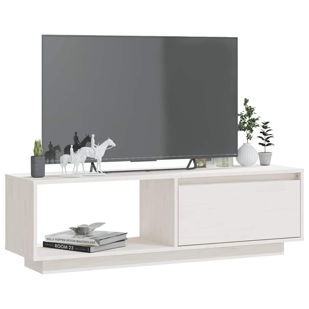 Vidaxl tv-meubel 110x30x33,5 cm massief grenenhout wit