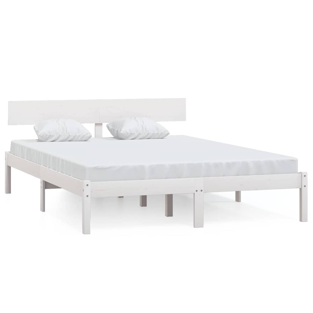 Vidaxl bedframe massief grenenhout wit 135x190 cm 4ft6 double