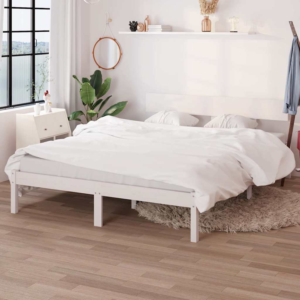 Vidaxl bedframe massief grenenhout wit 135x190 cm 4ft6 double