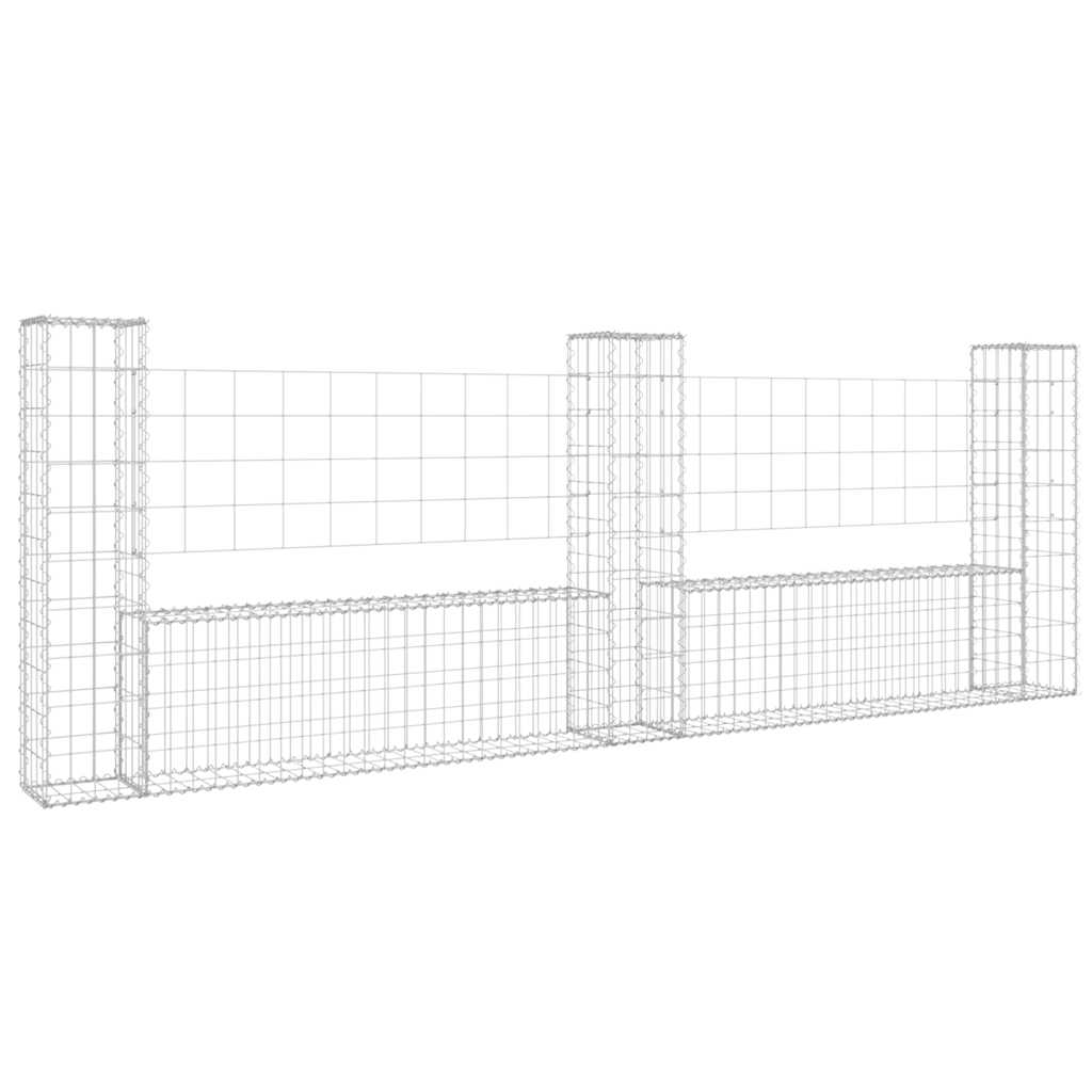 Vidaxl Schanskorf U-formet med 3 stolper 260x20x100 cm jern