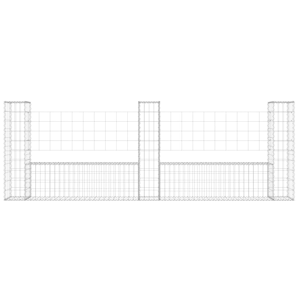 Vidaxl Schanskorf U-formet med 3 stolper 260x20x100 cm jern