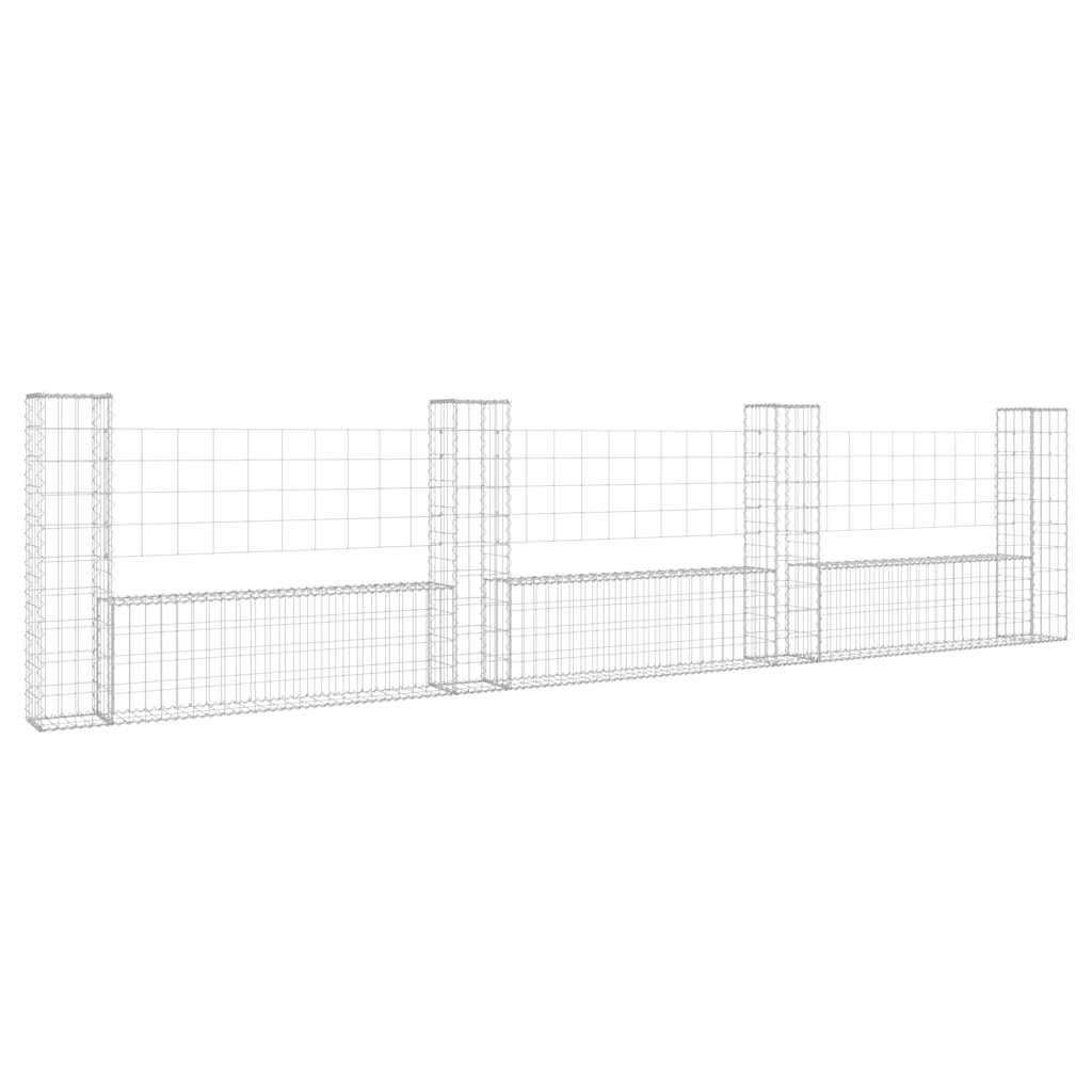 Vidaxl Schanskorf U-formet med 4 stolper 380x20x100 cm jern