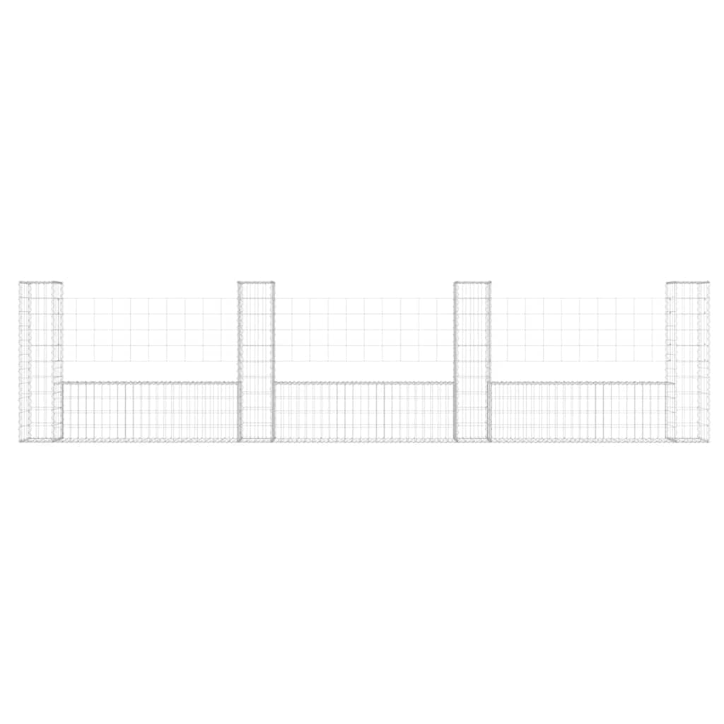 Vidaxl Schanskorf U-formet med 4 stolper 380x20x100 cm jern