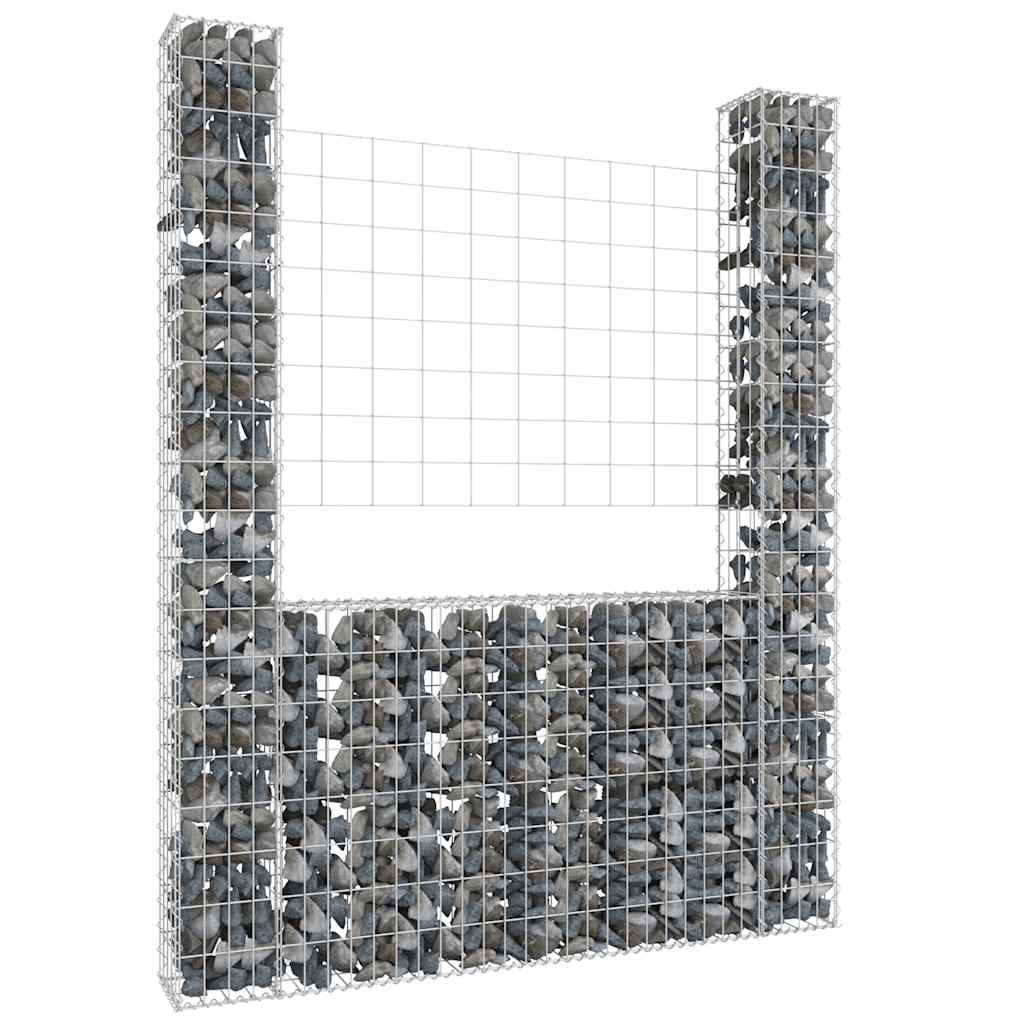 Vidaxl schanskorf u-vormig met 2 palen 140x20x200 cm ijzer
