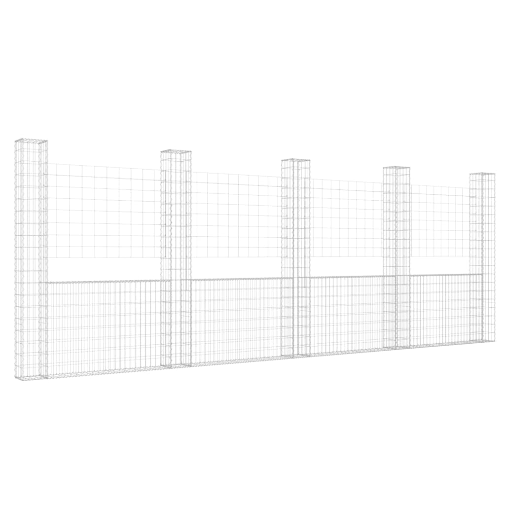 Vidaxl Schanskorf U-Vormig Met 5 Palen 500x20x200 cm ijzer