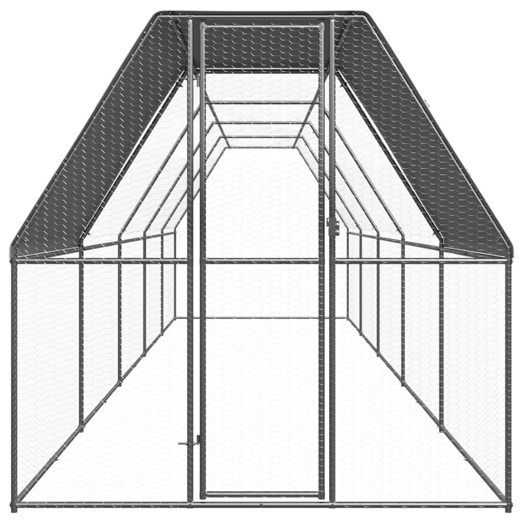 Vidaxl Chicken Coop 2x10x2 M Galvaniseret stål