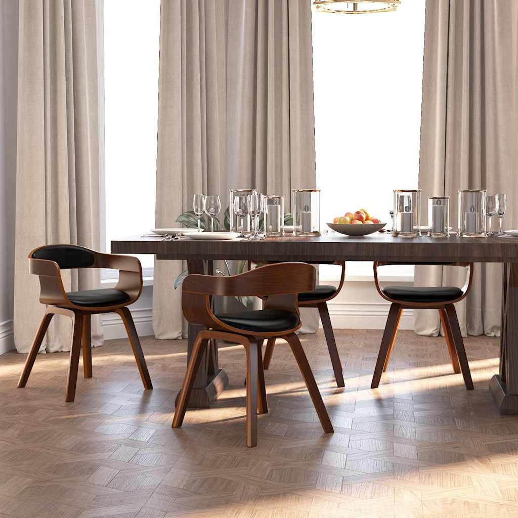 Vidaxl eetkamerstoelen 4 st gebogen hout en kunstleer zwart