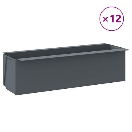 Vidaxl Flower Boxes til Euro Paller 12 St 36x13,5x9,5 cm pp grå