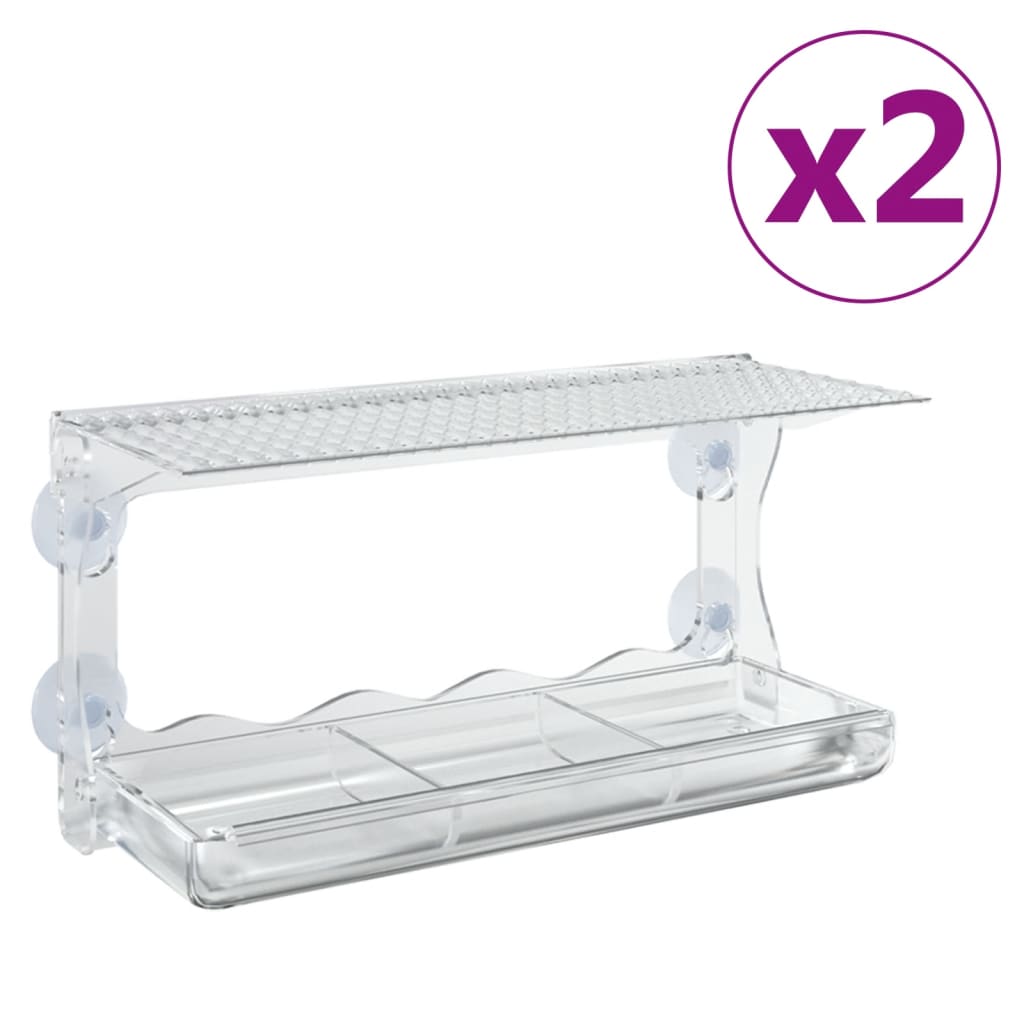 Vidaxl Bird Feed Bins til vindue 2 stk. 30x12x15 cm akryl
