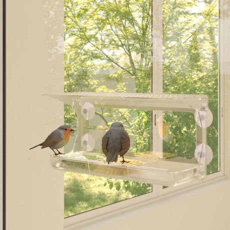 Vidaxl Bird Feed Bins til vindue 2 stk. 30x12x15 cm akryl