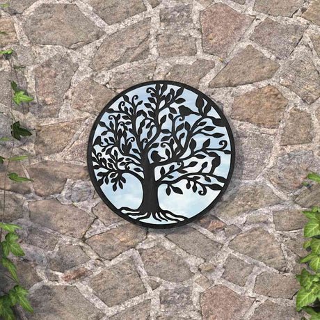 Vidaxl Garden Mirror omkring 60x2,5 cm jern sort