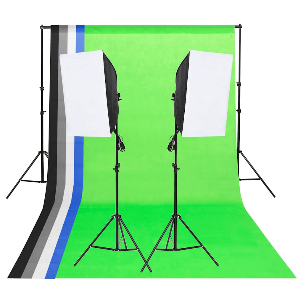 Vidaxl Studio Lighting Set med baggrunde og softboxes