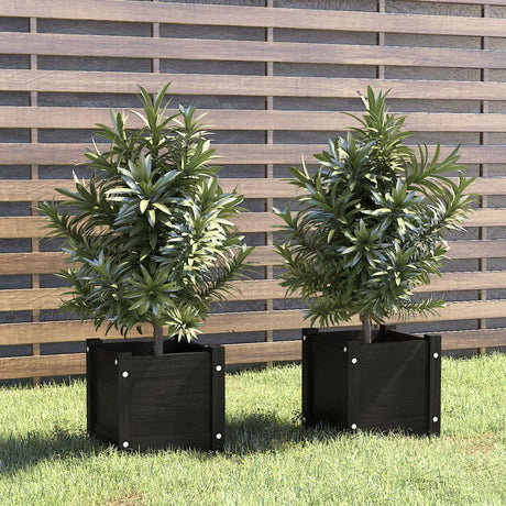 Vidaxl Planters 2 stk 31x31x31 cm Solid fyrretræ sort