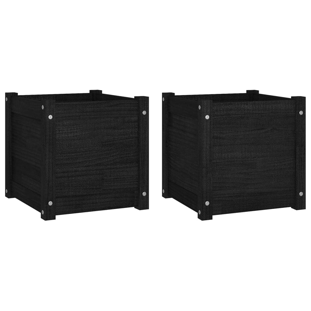 Vidaxl Planters 2 St 40x40x40 cm Solid fyrretræ sort