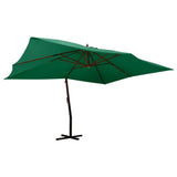 Vidaxl Floating Parasol med træpol 400x300 cm grøn
