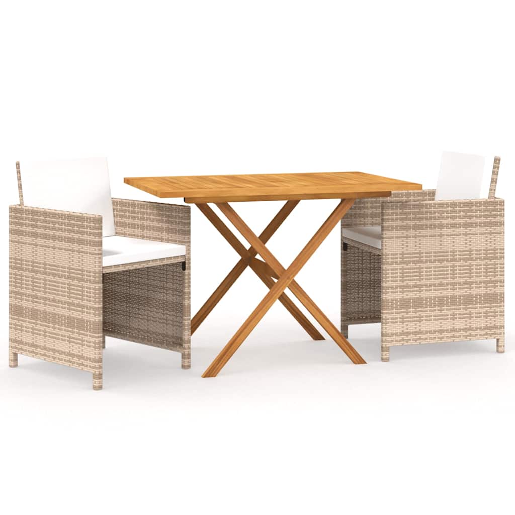 Vidaxl 3-delige tuinset met kussens beige