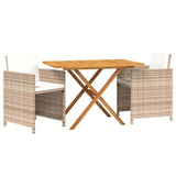 Vidaxl 3-delige tuinset met kussens beige