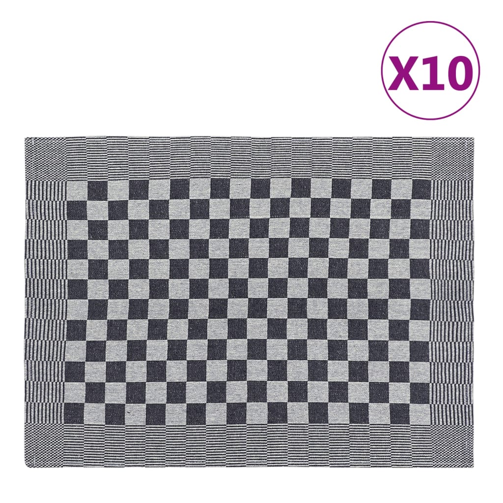 Vidaxl Kitchen Cloths 10 St 50x70 cm bomuld sort og hvid