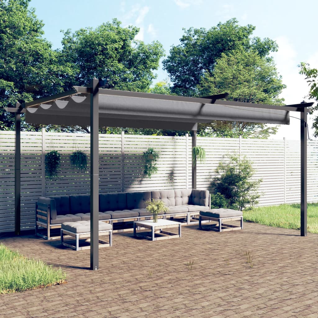 Vidaxl Garden Practor med udvideligt tag 4x3 m anthracit -farvet