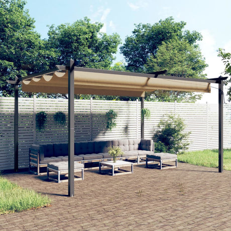 Vidaxl Garden Practor med udvideligt tag 4x3 m taupe