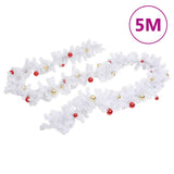Vidaxl Christmas Garland dekoreret med julekugler 5 m hvid
