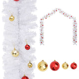 Vidaxl Christmas Garland dekoreret med julekugler 10 m hvid