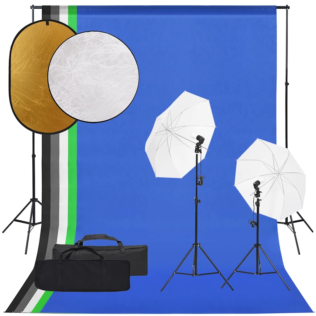 Vidaxxl fotostudiesæt med lyssæt, baggrund og reflektor