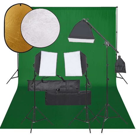 Vidaxl Photo Studio Set med belysningssæt, baggrund og reflektor