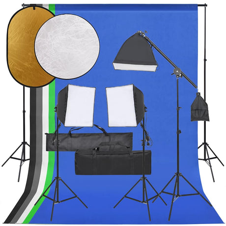 Vidaxl Photo Studio Set med belysningssæt, baggrund og reflektor