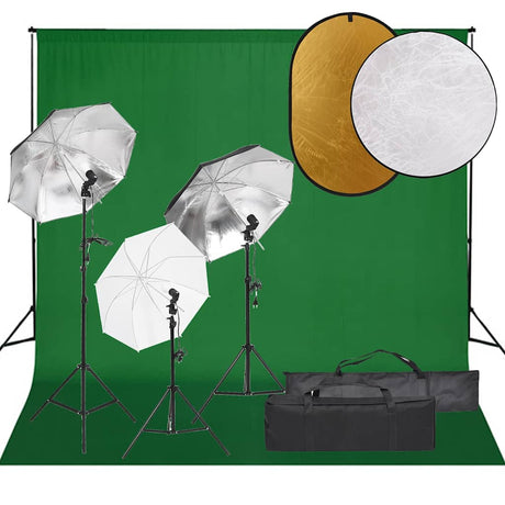 Vidaxxl fotostudiesæt med lyssæt, baggrund og reflektor