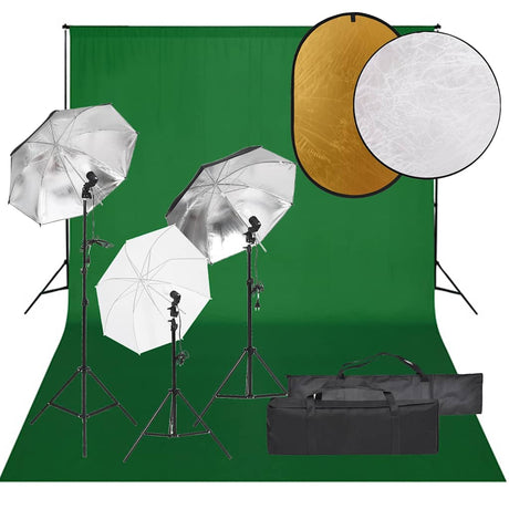 Vidaxxl fotostudiesæt med lyssæt, baggrund og reflektor