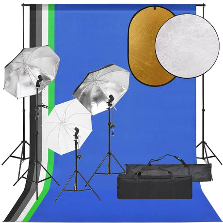 Vidaxxl fotostudiesæt med lyssæt, baggrund og reflektor