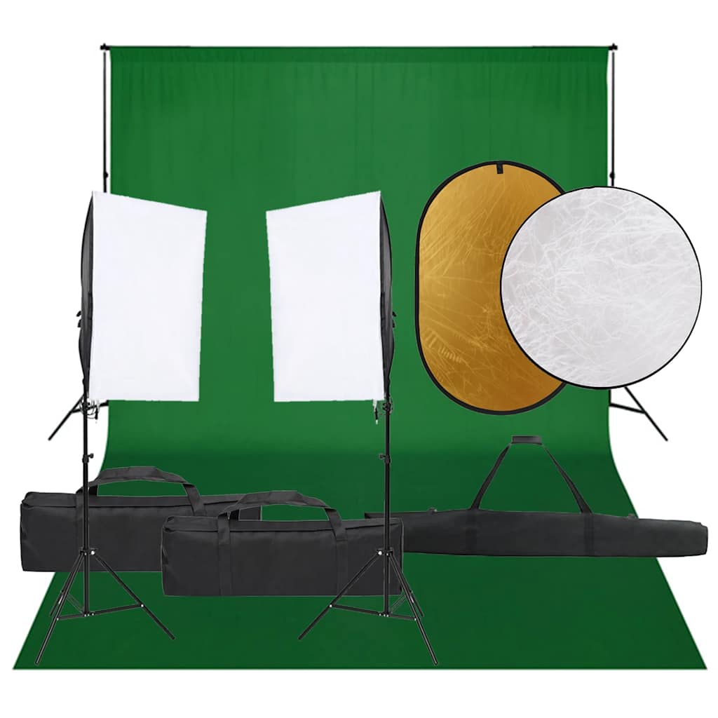 Vidaxxl fotostudiesæt med lyssæt, baggrund og reflektor