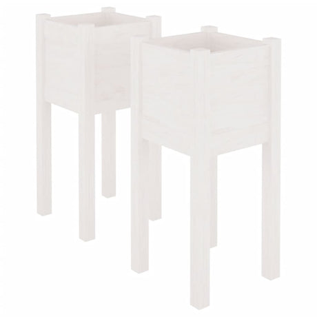 Vidaxl Planters 2 stk 31x31x70 cm Solid fyrretræ hvid
