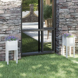 Vidaxl Planters 2 stk 31x31x70 cm Solid fyrretræ hvid