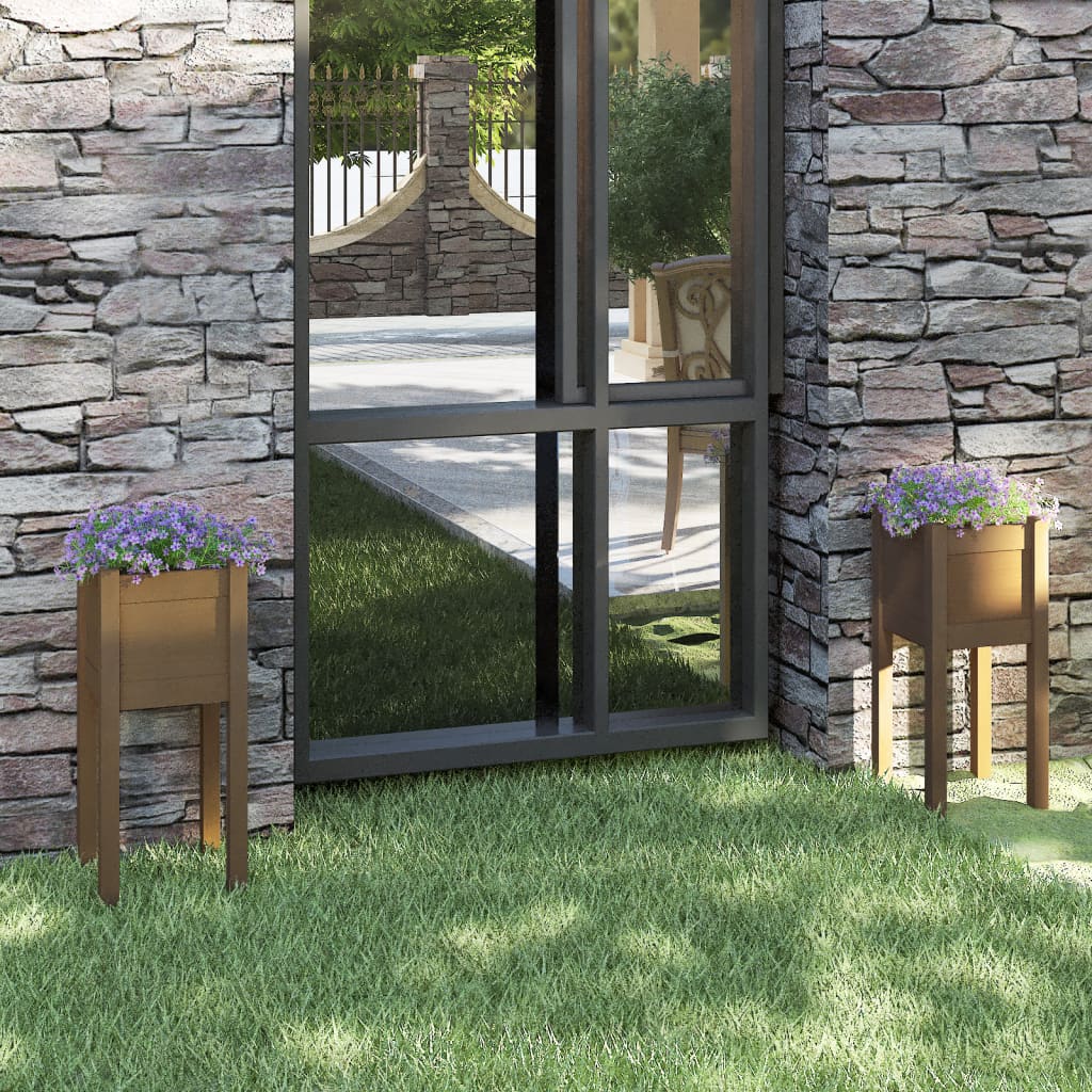 Vidaxl Planters 2 stk 31x31x70 cm Solid fyrretræ Honningbrun
