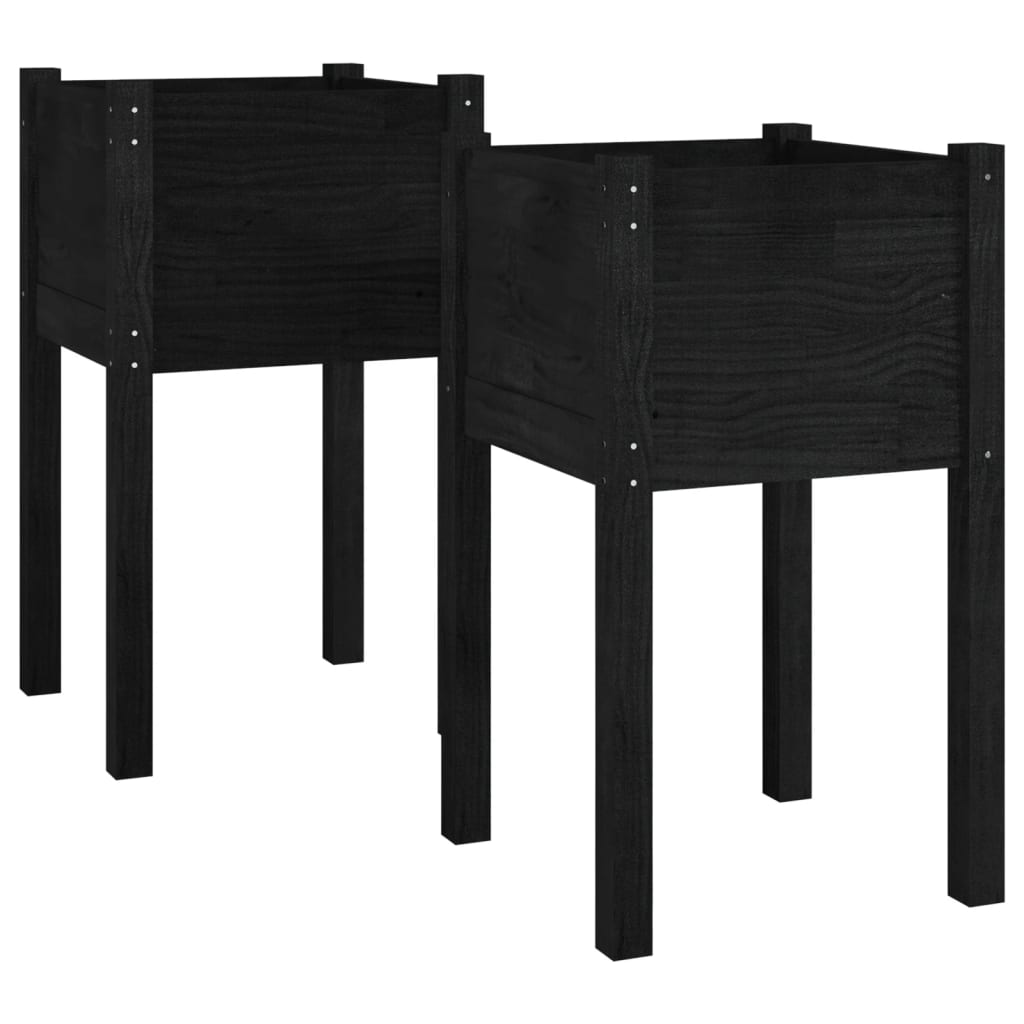 Vidaxl Planters 2 St 40x40x70 cm Solid Pine Black
