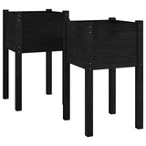 Vidaxl Planters 2 St 40x40x70 cm Solid Pine Black