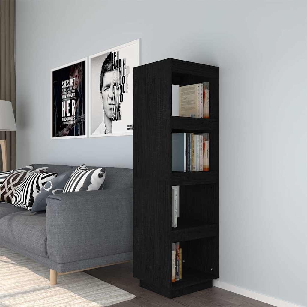Vidaxl boekenkast kamerscherm 40x35x135 cm massief grenenhout zwart